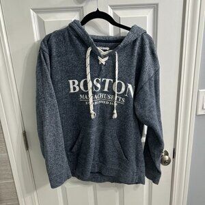 Blue Grey Boston Massachusetts hoodie, size Medium